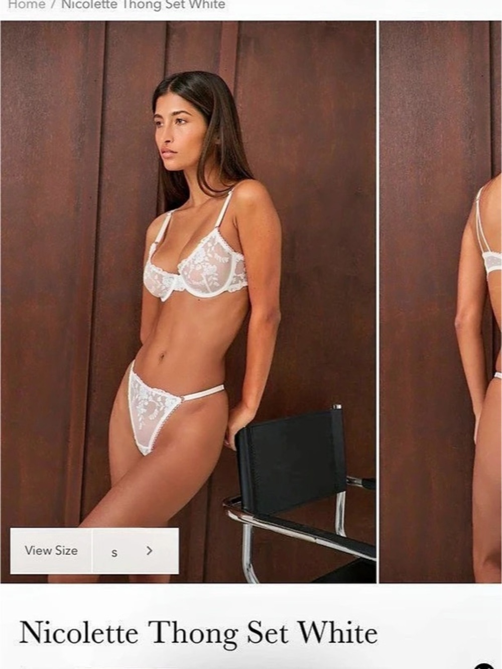 KAT THE LABEL Nicolette Thong Set Floral Lace White NWT